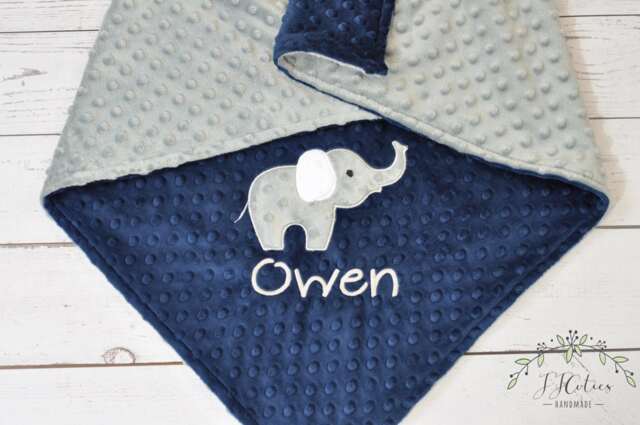 Baby Blanket Personalized Minky-Elephant Baby Blanket-Elephant Minky Blanket - Elephant Blanket-Elephant Boy - image 1