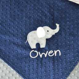 Baby Blanket Personalized Minky-Elephant Baby Blanket-Elephant Minky Blanket - Elephant Blanket-Elephant Boy - thumbnail 3