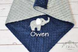 Baby Blanket Personalized Minky-Elephant Baby Blanket-Elephant Minky Blanket - Elephant Blanket-Elephant Boy - thumbnail 1