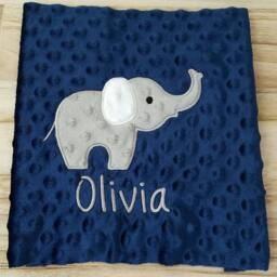 Baby Blanket Personalized Minky-Elephant Baby Blanket-Elephant Minky Blanket - Elephant Blanket-Elephant Boy - thumbnail 2