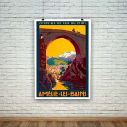 Amelie Les Bains Poster Vintage Pyrenees Travel Print - thumbnail 1