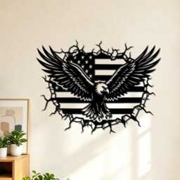 Bald Eagle American Flag Breakthrough Metal Wall Art, Patriotic Us Iron Sign, Independence Day Garage Home Decor - thumbnail 2