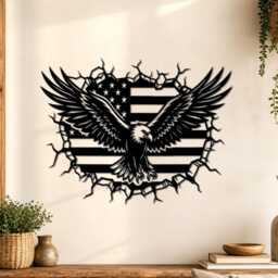 Bald Eagle American Flag Breakthrough Metal Wall Art, Patriotic Us Iron Sign, Independence Day Garage Home Decor - thumbnail 4