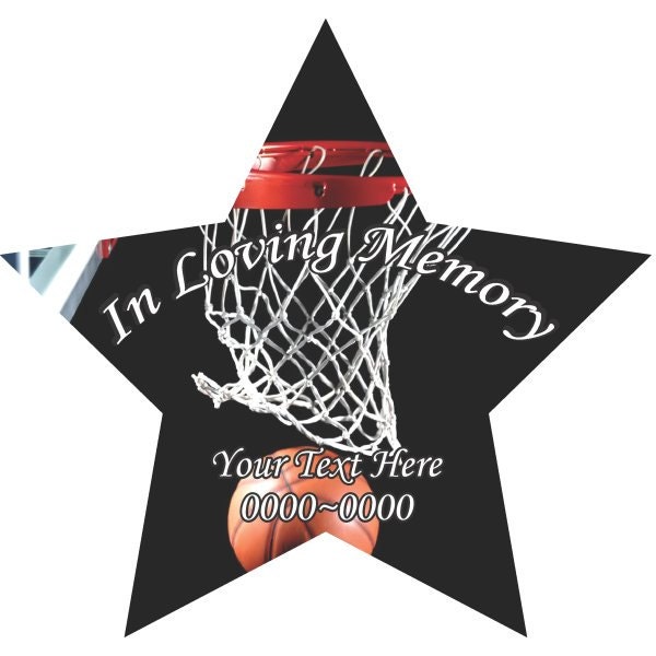 Basketball in Loving Memory Full Color Star Shape 011 Custom Vinyl Wall Decal Or Car Sticker - Ilmfullcolorstar011Et