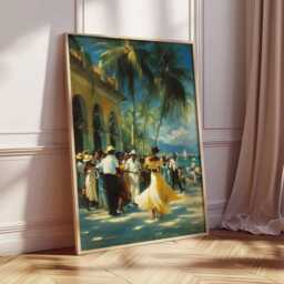 Caribbean Dance Wall Art Print, Tropical Beach Painting Poster, Vibrant Cultural Artwork, Coastal Home Decor For Living Room - thumbnail 2