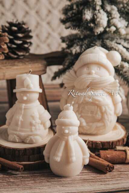 Handmade Snowman Candle Collection - Winter Holiday Decor Christmas Gift Idea - image 1