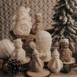 Handmade Snowman Candle Collection - Winter Holiday Decor Christmas Gift Idea - thumbnail 2