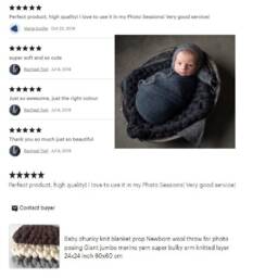 Chunky Knit Blanket Baby Prop For Photography Newborn Wool Layering - thumbnail 2