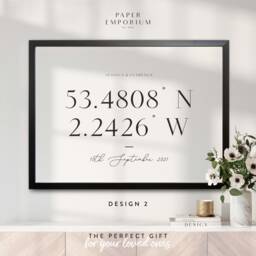Wedding Gift Location Prints Fully Custom, City Prints, Custom Coordinates Print, Latitude Longitude, Gift, Personalised Couple #102 - thumbnail 1
