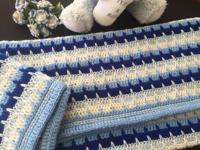 Crochet Baby Blanket in Shades Of Blue & White - image 1