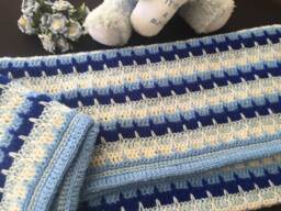 Crochet Baby Blanket in Shades Of Blue & White - thumbnail 1
