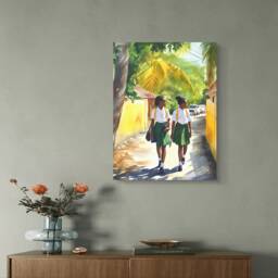 Jamaican Schoolgirls Prints Caribbean Wall Decor Gift School Print - thumbnail 3