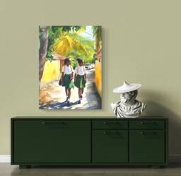 Jamaican Schoolgirls Prints Caribbean Wall Decor Gift School Print - thumbnail 1