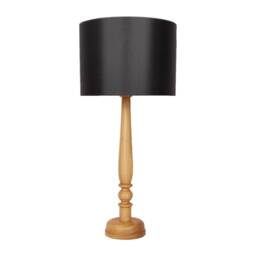 Hand Turned Oak Table Lamp/Wooden Lamp/ Mid Cantury Modern Style Scandinavian - thumbnail 3