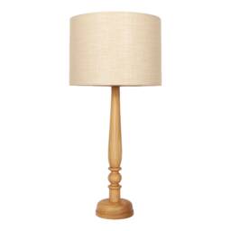 Hand Turned Oak Table Lamp/Wooden Lamp/ Mid Cantury Modern Style Scandinavian - thumbnail 2