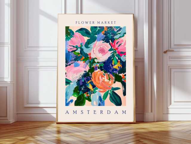 Botanical Flower Market Art Print, Market, Floral Wall Decor, Art, Amsterdam - image 1