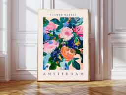 Botanical Flower Market Art Print, Market, Floral Wall Decor, Art, Amsterdam - thumbnail 1