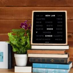 Word Clock - Spanish Wordclock, Led Clock, Wood Electronic Wooden Modern