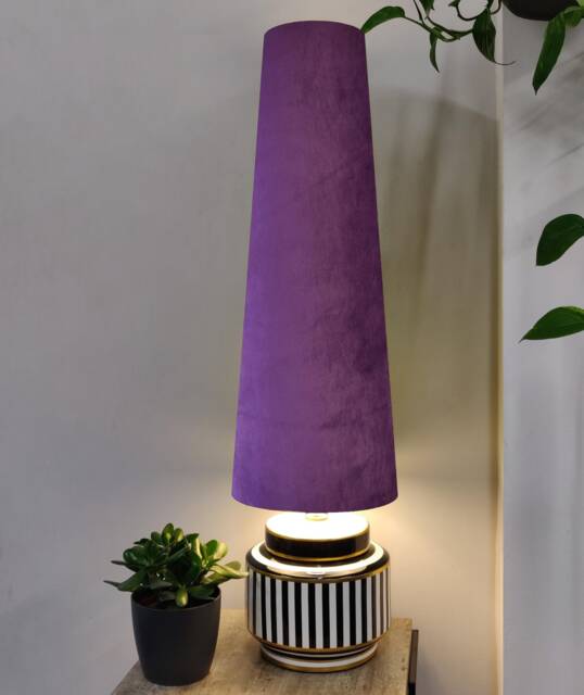 70cm Tall Purple Velvet Slim Cone Lampshade - image 1