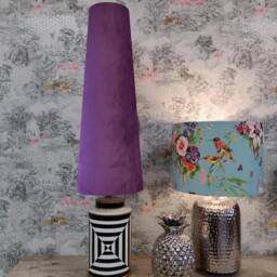 70cm Tall Purple Velvet Slim Cone Lampshade - thumbnail 3