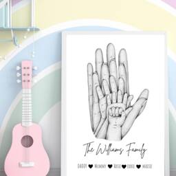 Personalised Family Print/A4 Name Picture Home Surname My Handprints Gift Mum Dad Hands PDF Or Physical - thumbnail 3