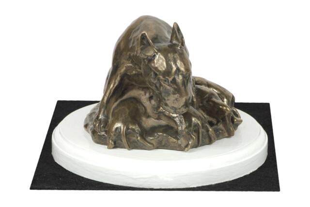 Bull Terrier Mum, Dog On White Wooden Base Statue, Limited Edition, Artdog - image 1
