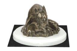 Bull Terrier Mum, Dog On White Wooden Base Statue, Limited Edition, Artdog - thumbnail 1