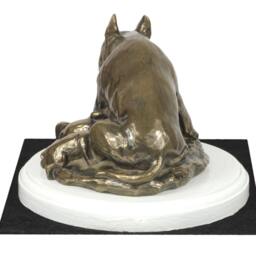 Bull Terrier Mum, Dog On White Wooden Base Statue, Limited Edition, Artdog - thumbnail 3