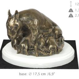 Bull Terrier Mum, Dog On White Wooden Base Statue, Limited Edition, Artdog - thumbnail 4