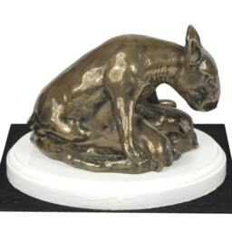 Bull Terrier Mum, Dog On White Wooden Base Statue, Limited Edition, Artdog - thumbnail 2