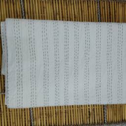 Handmade White Cotton Kantha Bedspread Twin, King, Cking Quilt - thumbnail 3