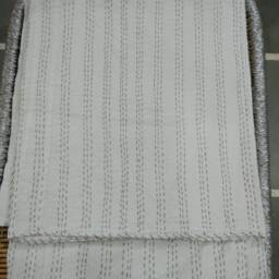 Handmade White Cotton Kantha Bedspread Twin, King, Cking Quilt - thumbnail 2