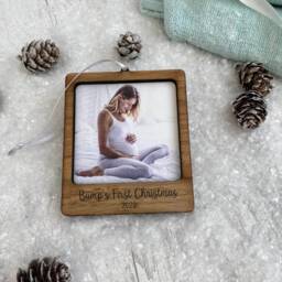 Personalised Bump's First Christmas - Bumps Bauble Photo Pregnancy Announcement Grandparent Gift - thumbnail 1