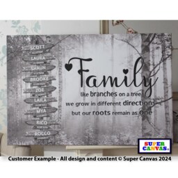 Family Street Sign Post Personalised Names Forest Picture Wall Art Framed Canvas Print Mum Dad Friend Birthday Mothers Day Gift - thumbnail 2