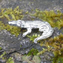 Crocodile Figurine, Miniature, Sculpture, Handmade, Hand Crafted in Fine Pewter, By William Sturt - thumbnail 3