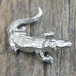 Crocodile Figurine, Miniature, Sculpture, Handmade, Hand Crafted in Fine Pewter, By William Sturt - thumbnail 1