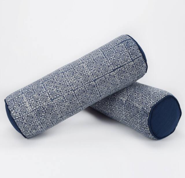 Hmong Indigo Batik Bolster Pillow, Handwoven Hill Tribe Cushion - image 1