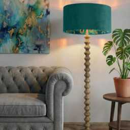 Teal Velvet Peacock Feather Lampshade Handmade Pendant Light Shade - thumbnail 2