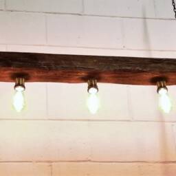 Rustic Wood Beam Light Fixture Industrial Farmhouse Hanging Lamp With 5 Bulbs - thumbnail 2