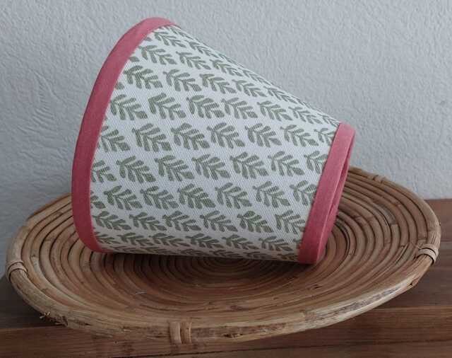 Petit Leaves Candle Clip Lampshade With Rose Pink Trim - image 1