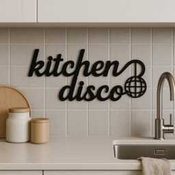 Kitchen Disco Sign Laser Cut Wood Wall Art - Gift For Music Lover - thumbnail 2
