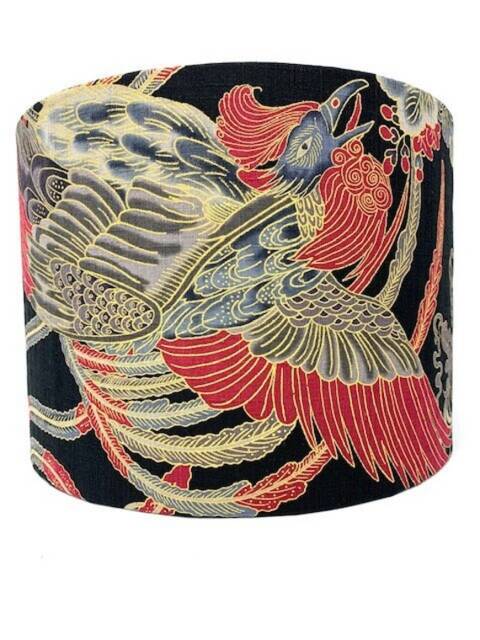 Japanese Rooster Lampshade Gold & Black Oriental Style - image 1