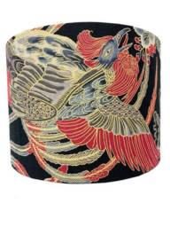 Japanese Rooster Lampshade Gold & Black Oriental Style - thumbnail 1