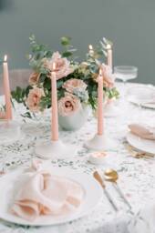 Large Disk Concrete White Modern Taper Candle Holder - thumbnail 1