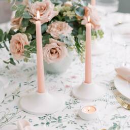 Large Disk Concrete White Modern Taper Candle Holder - thumbnail 4