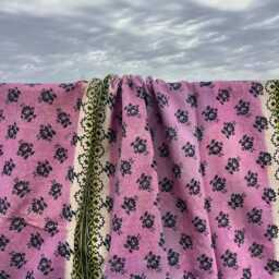 Vintage Patchwork Reversible Kantha Quilt Handmade Block Print Cotton Bedspread Throw Blanket - thumbnail 2