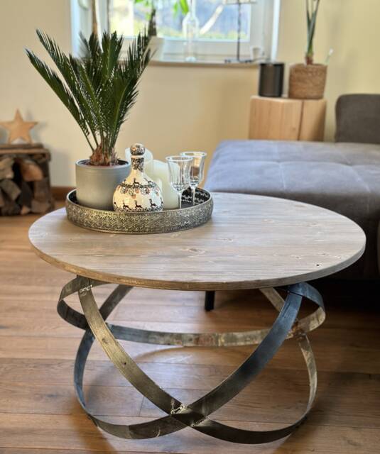 Wine Barrel Coffee Table Industrial Design - image 1