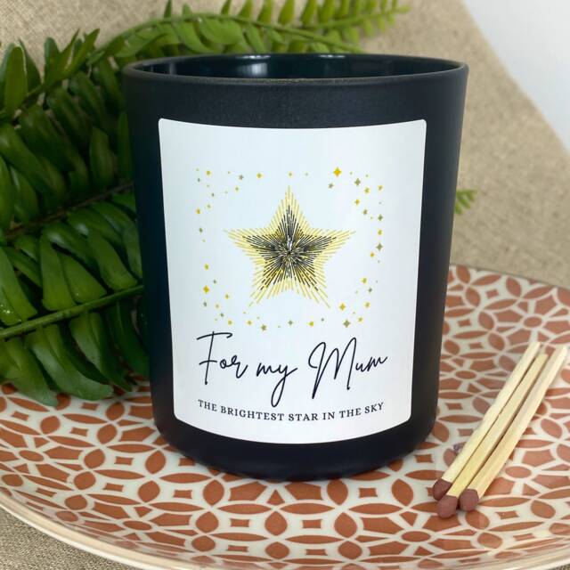 Mum Bereavement With Sympathy Candle - Remembrance - Memoriam Brightest Star in The Sky For My Mom Mother Matt Black Glass Jar - image 1