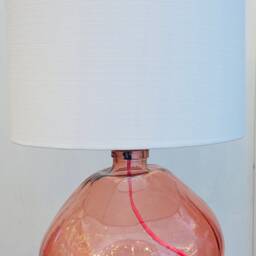 Pink Recycled Glass Table Lamp With Cork & Brass Fittings - thumbnail 2