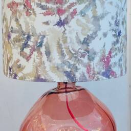 Pink Recycled Glass Table Lamp With Cork & Brass Fittings - thumbnail 3